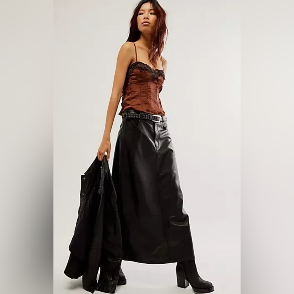 Free People City Slicker Faux Leather Maxi Skirt